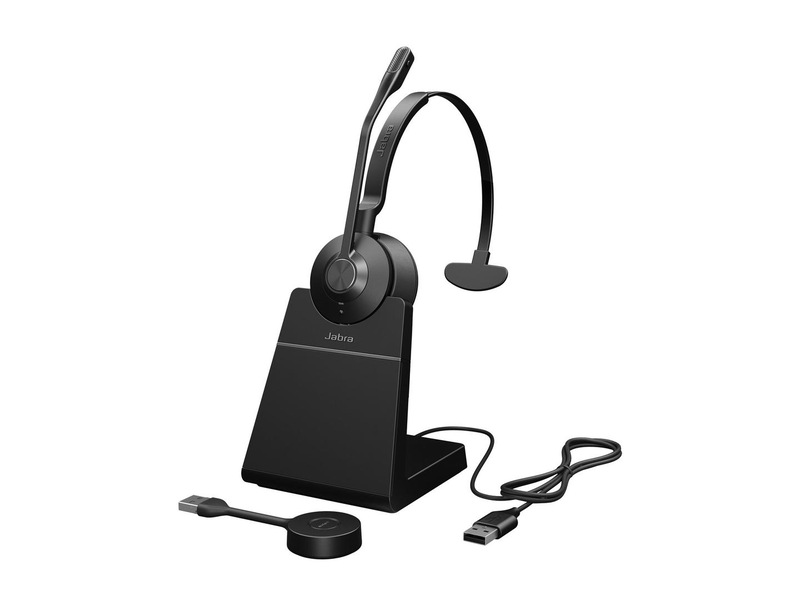 Jabra engage 55 se mono uc on-ear dect wireless headset USB-a adapter charging stand 150m range safetone 2.0 black-null