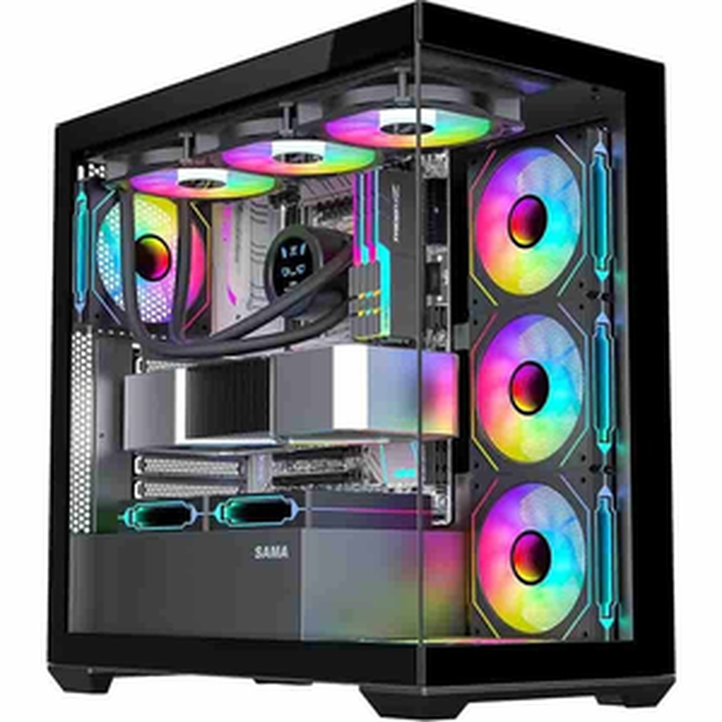 Sv-01 black atx mid tower gaming pc case sama, , medium-null