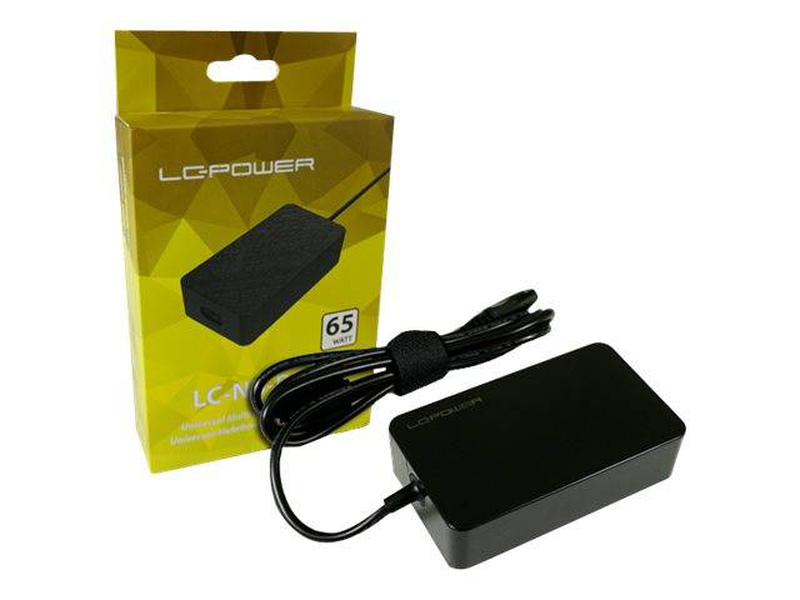 Lc-power lc-nb-pro-65 65w universal notebook charger 18.5-20v with 10 barrel tips black-null