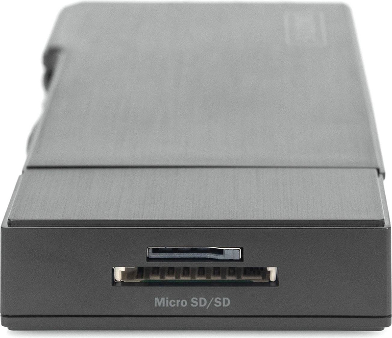 Digitus da-70894 universal docking station USB 3.0 7-in-1 HDMI vga dual display 2x USB-a gigabit lan sd microsd black-null