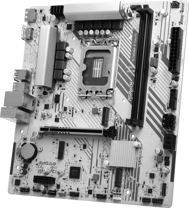 Asrock b760m-x Gen5 motherboard | intel b760 | lga1700 | micro atx | ddr5 7200+ oc | pcie 5.0 x16 | 2&times; m.2 | HDMI + dp | dragon 2.5G lan, , medium-null