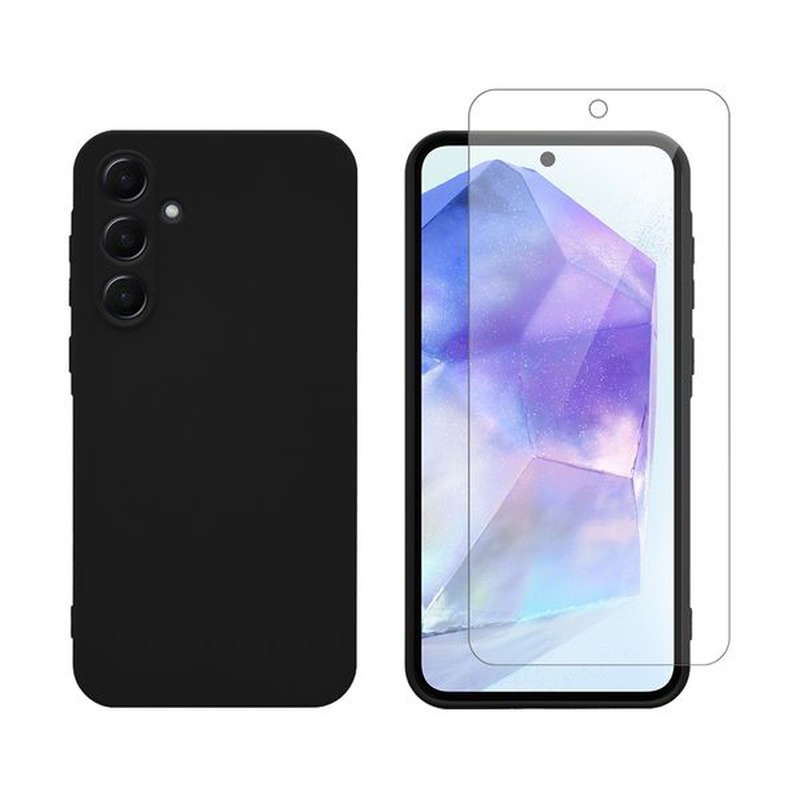 Product image: Samsung galaxy a55 TPU black & tempered glass-null