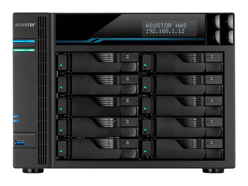 Asustor lockerstor 10 pro as7110t 10-bay nas intel xeon e-2224 8GB ddr4 ecc 10GBe dual m.2 diskless black-null