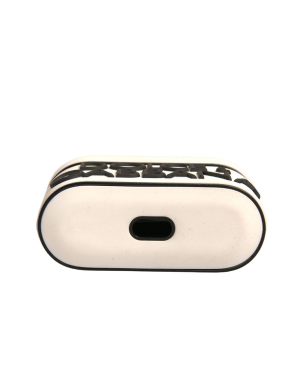 White pvc embossed logo plaque holder AirPods case-null