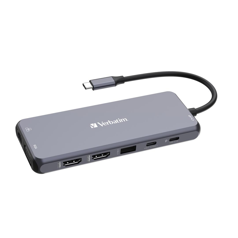 Verbatim - hub - 2 x HDMI + 1 x vga + 7 x USB + 1 x 1 gigabit ethernet - desktop, , medium-null