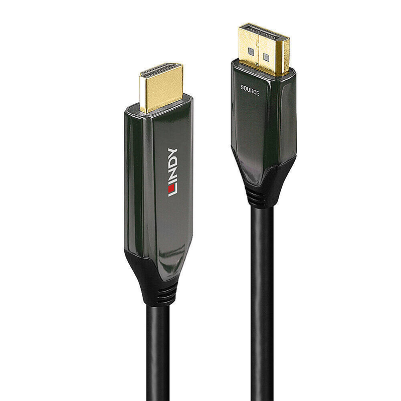 Lindy - adapter cable - displayport male to HDMI male - 3 m - shielded - black - round, 8k60hz (7680 x 4320) support, 4k120hz (4096 x 2160) support-null