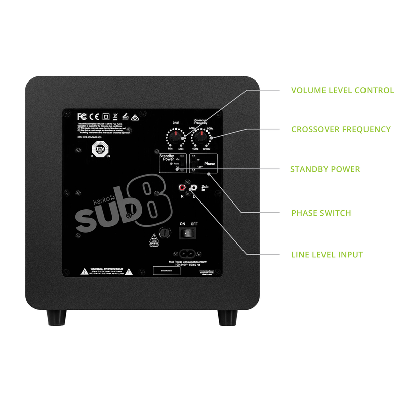 Kanto sub8 300w sealed 8&rdquo; powered subwoofer, matte black-null