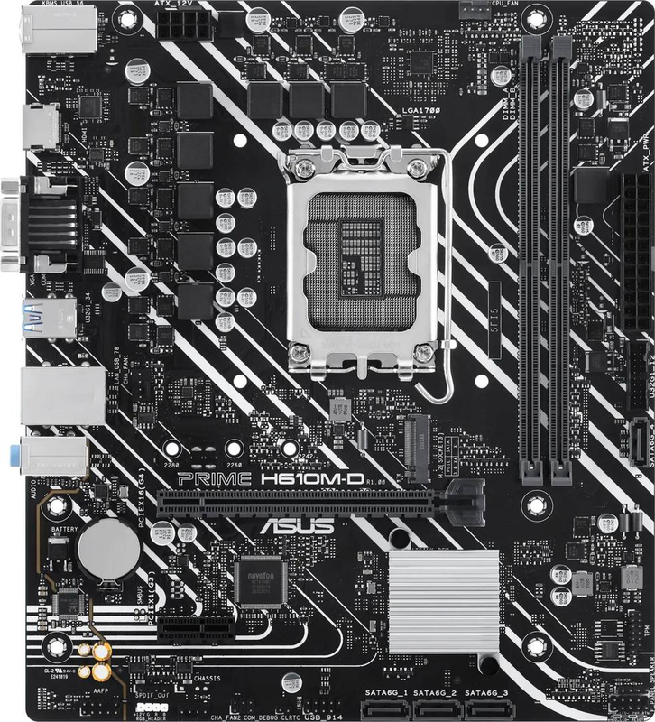 Asus prime h610m-d motherboard | intel h610 | lga1700 | ddr5 | micro atx | pcie 4.0 | m.2 | 1GB lan | HDMI + vga, , medium-null