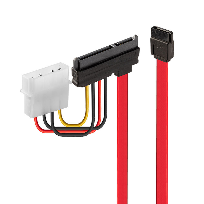Lindy - sata cable - 4 pin internal power, sata to sata combo (f) - 30 cm - red-null