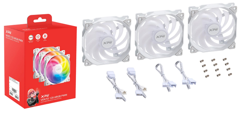 Xpg vento 120 argb pwm / fan / 12 cm / 1850 rpm / 29 db / 50.27 cfm / 1.5 mmh2o / white, , medium-null