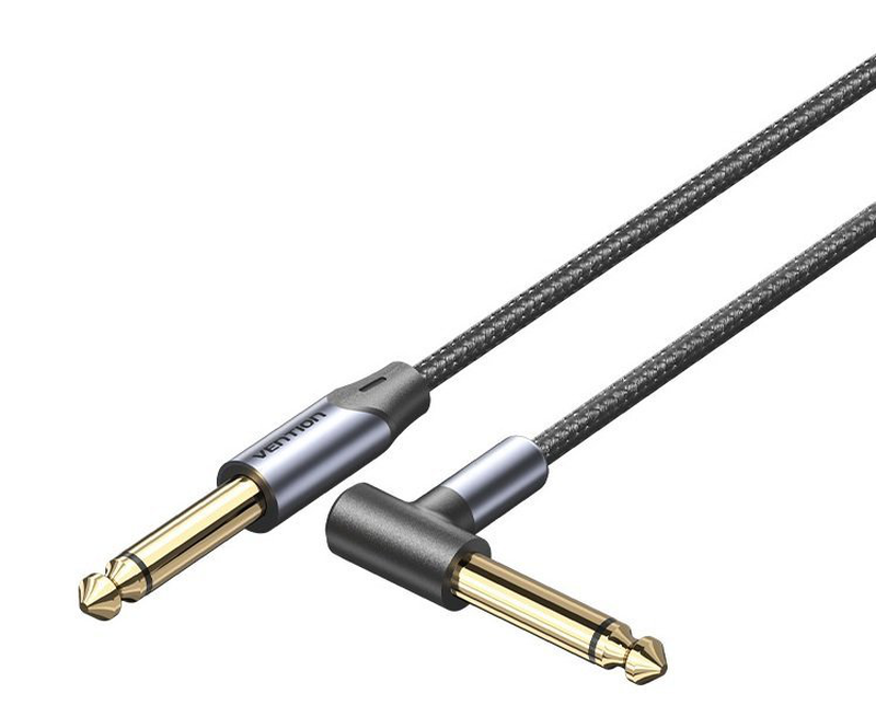 Vention audio 6.3mm m to 6.3mm m right angle braided-metal 3.0m bkehi, , medium-null