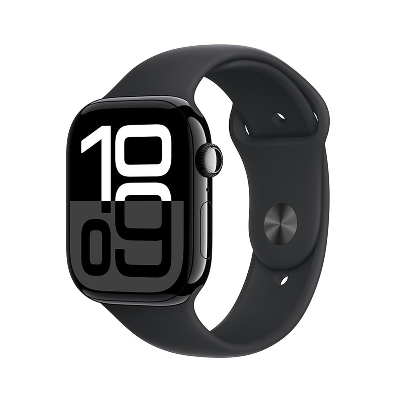 Apple watch series 10 GPS + cellular 46mm jet black aluminum case with black sport band - m/l-null
