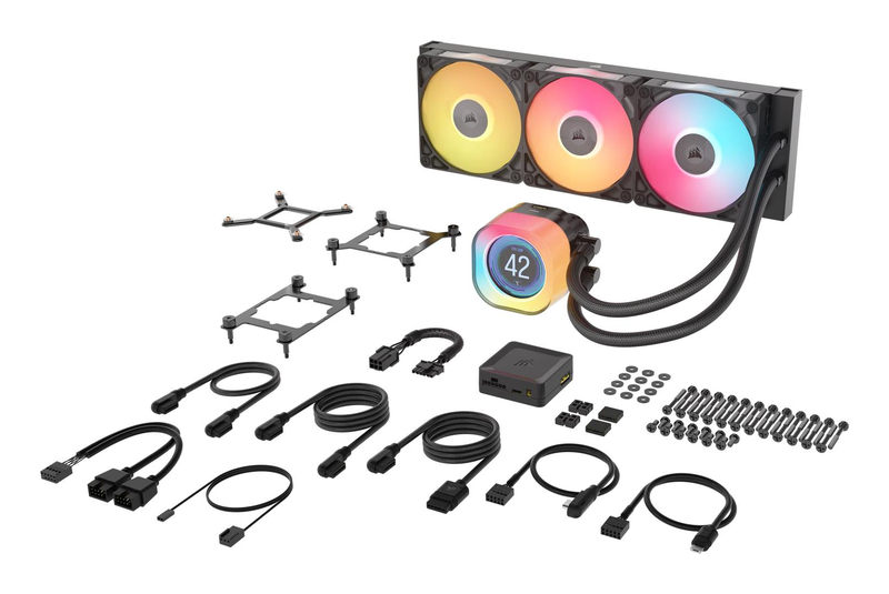 Corsair icue link titan 240 rx lcd aio liquid CPU cooler 240mm 2x120mm rx120 rgb 2.1in 480x480 lcd black-null