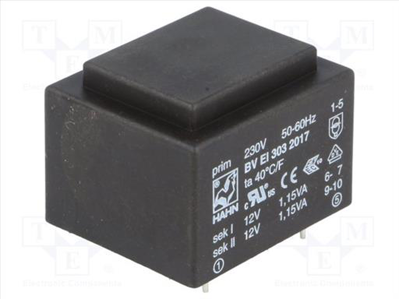 2.3va 230vac 2x12v 2x95ma transformer encapsulated, , medium-null