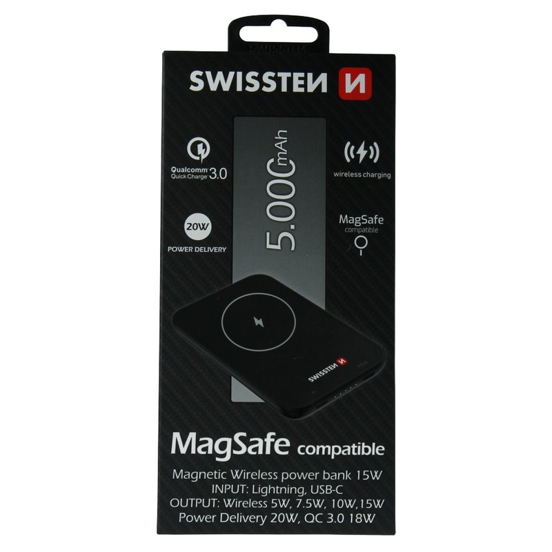 Swissten wireless powerbank 5000mAh for iPhone 12 / 13 / 14 / 15 series MagSafe compatible, , medium image number null