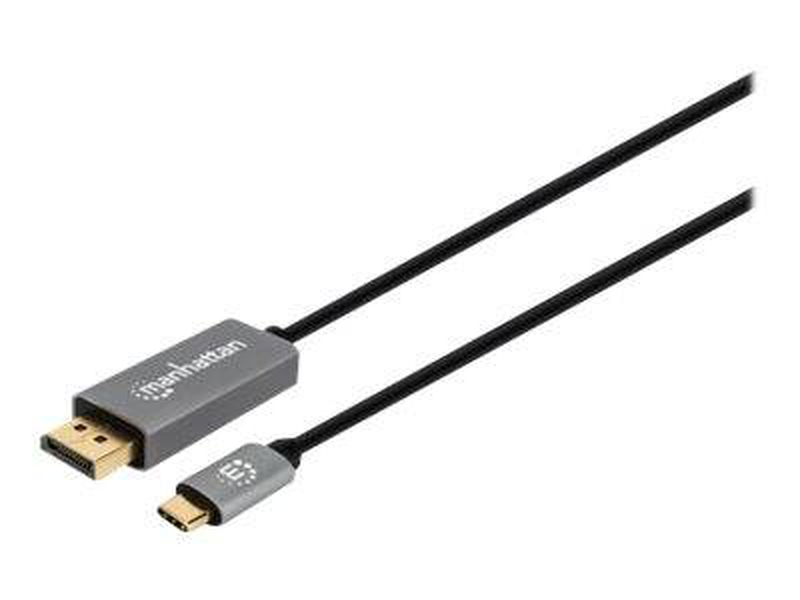 Manhattan USB-c to displayport 1.4 cable, 8k@60hz, 2m, male to male, black, equivalent to startech cdp2dp146b (except 20cm longer), three year warranty, polybag - displayport cable - 24 pin USB-c (m) to displayport (m) - 2 m - 4k120hz support, 8k60hz supp-null