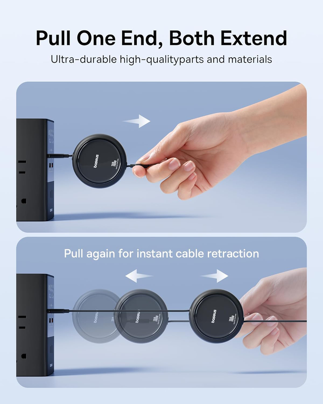 Baseus cable USB-c to USB-c free2draw retractable cable 100w 1m black, , medium-null