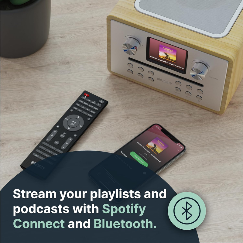 Majority radio homerton 2 fm,cd player,bt,spotify,USB oak-null