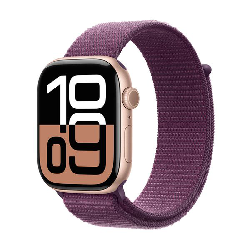 Product image: Watch series 10 GPS 46mm rose gold aluminium case with plum sport loop-null