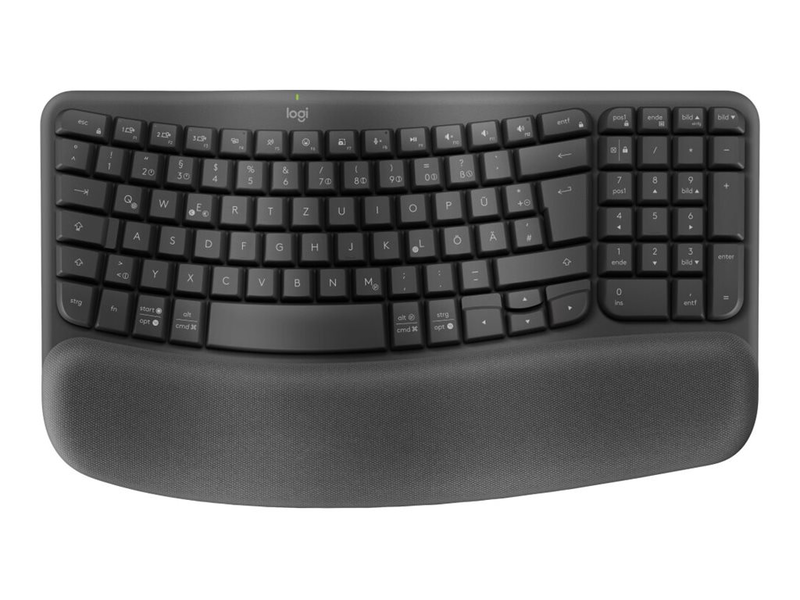 Logitech wave keys - keyboard - wireless - 2.4 GHz, bluetooth le - azerty - belgium - graphite, , medium-null