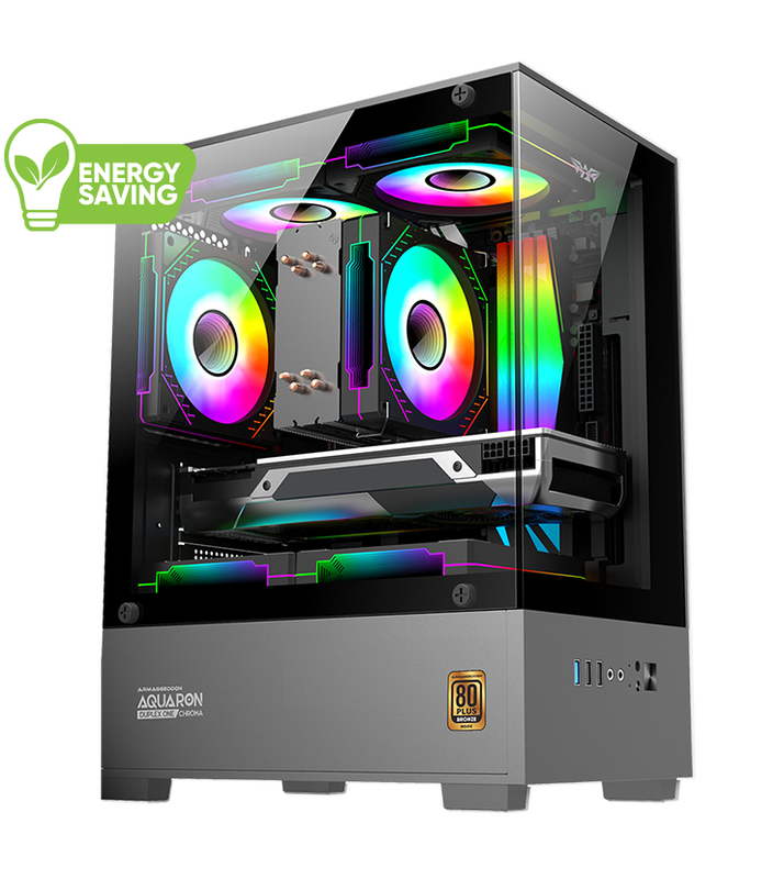 Armaggeddon gaming case m-atx aquaron nemo black (3x chroma fans & 250w 80+ psu), , medium-null