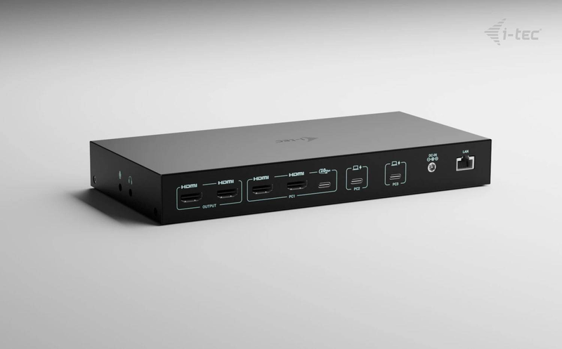 I-tec c31kvmdockpdpro USB-c kvm docking station pro 3 hosts dual display 2x HDMI 4k60 gigabit lan 92w pd black-null