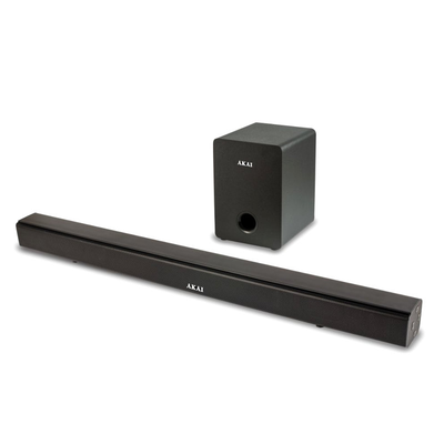 Akai asb-6wsw  soundbar and subwoofer with bluetooth, USB, AUX-in, optical and FM – 70 w rms