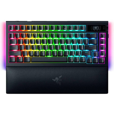 Razer blackwidow v4 75% pro wireless mechanical rgb gaming keyboard hot-swappable orange switch, Black, medium