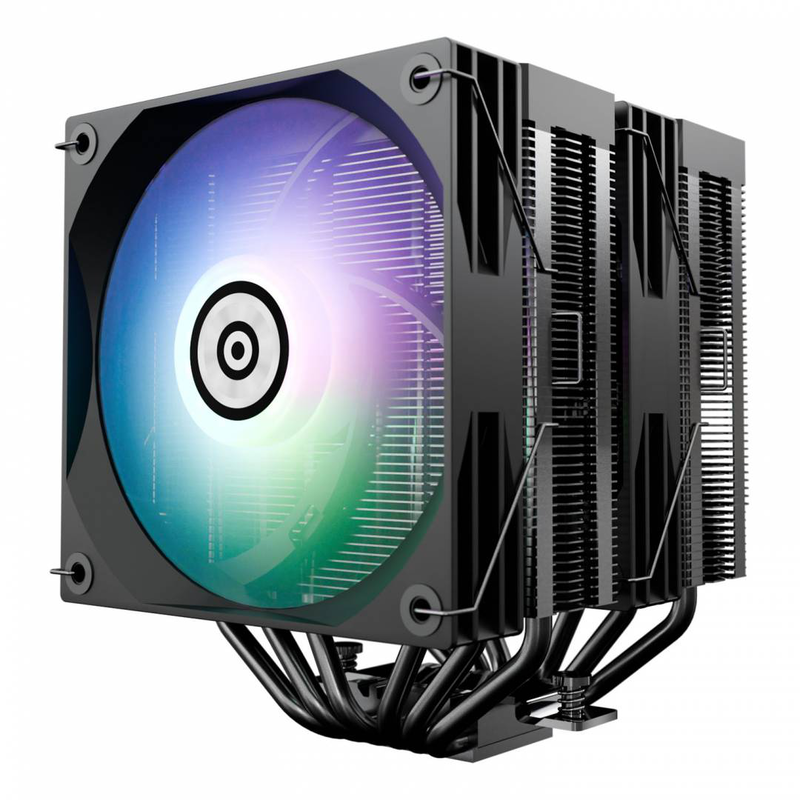 Enermax ets-td60 digital argb dual-tower CPU Air cooler, 280w, 6 heatpipes, digital display, dual 120mm pwm, black-null