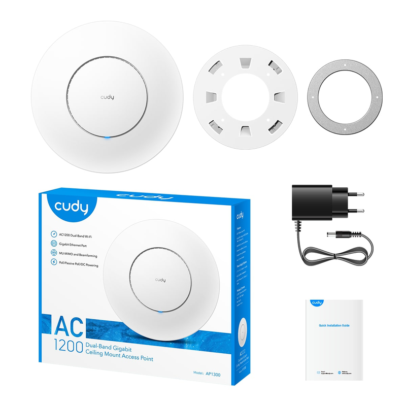 Cudy access point ceiling ac1200 dual band gigabit Wi-Fi 5 ap1300, , medium-null
