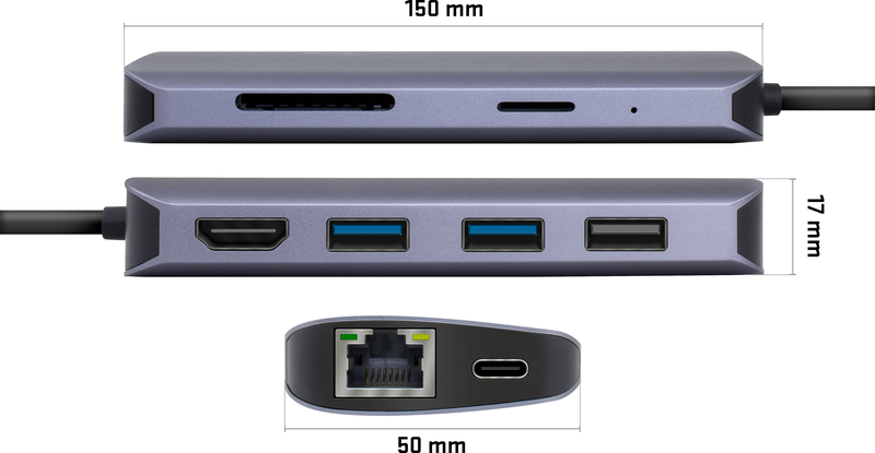 Yenkee ytc 081 8in1 Type-C multi-port adapter, , medium-null