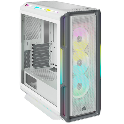 Corsair case obsidian 5000t icue rgb tg mid white (cc-9011231-ww), White, medium