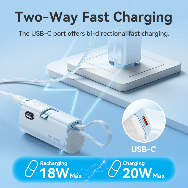 Vention powerbank 4800mAh 22.5w foldable lightning white fhrw0, , medium-null