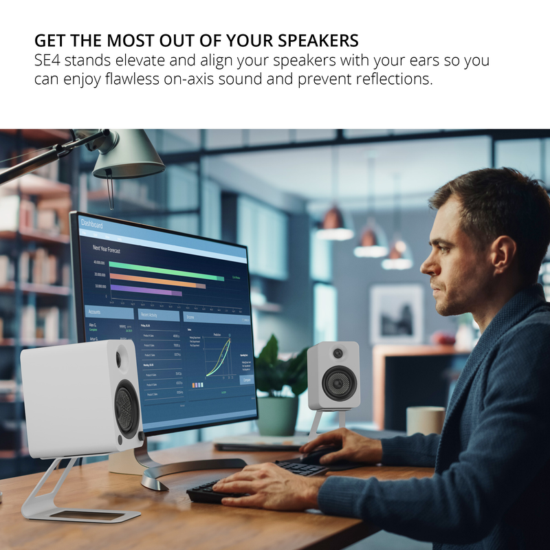 Kanto se4 elevated desktop speaker stands for midsize speakers - white, pair-null