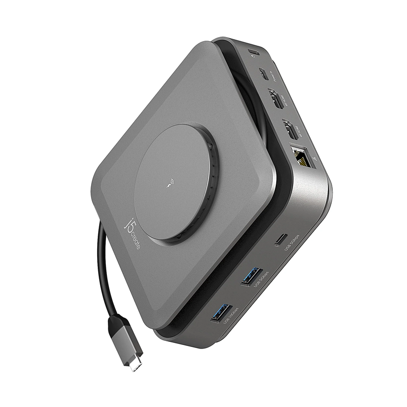 J5create dock USB-c dual display 4k mst MacBookm3 HDMI/rj45/sd/USB/pd + wireless charger jcd3199, , medium-null