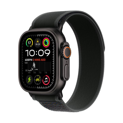 Watch ultra 2 GPS + cellular 49mm black titanium case with black trail loop - m/l, Black, medium