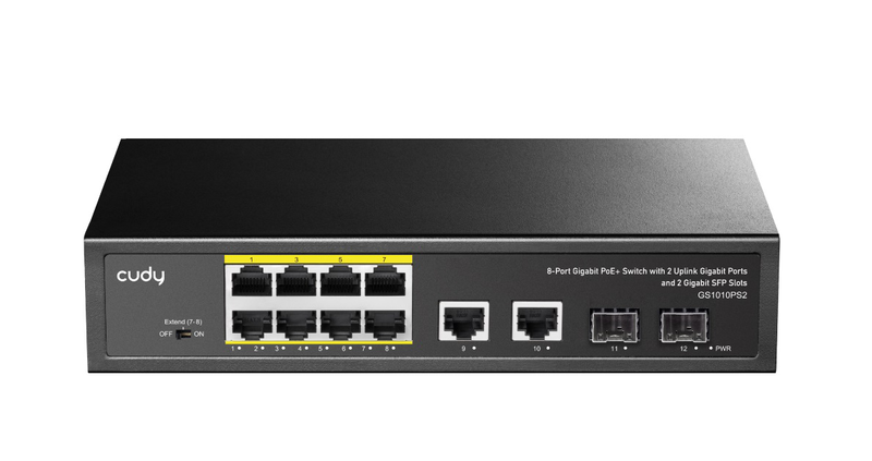 Cudy switch poe gigabit 8poe + 2GBe + 2sfp uplink 120w gs1010ps2, , medium-null