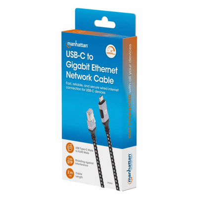 Manhattan USB-c to gigabit ethernet network cable, 2m, , medium
