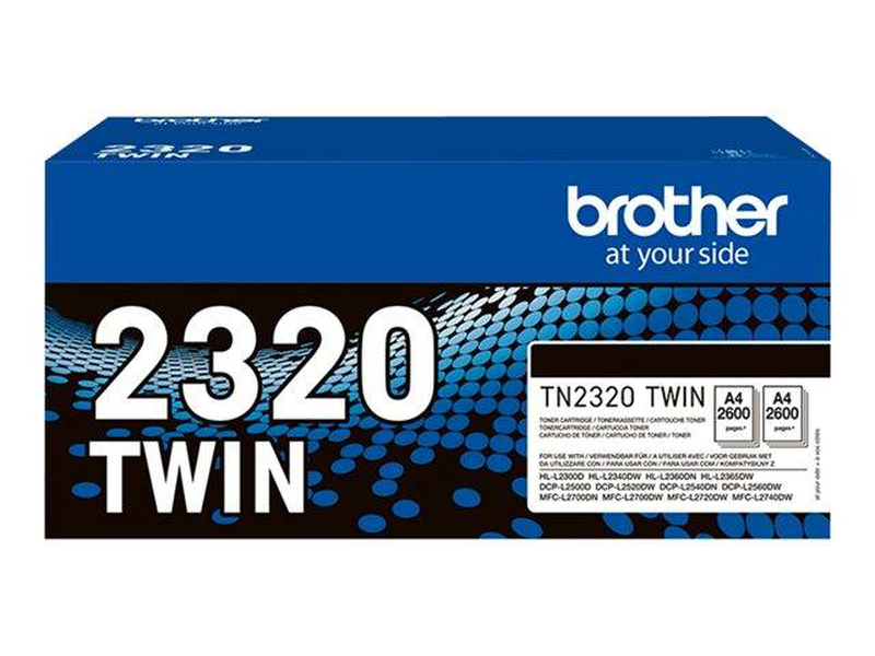 Brother tn2320twin black high yield toner cartridge twin pack 5,200 pages for l2300 l2700 series-null