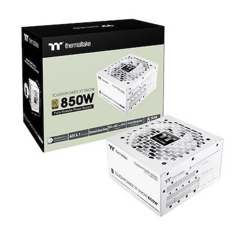 Thermaltake toughpower xt 850w snow atx 3.1 psu 80 plus gold fully modular 12v-2x6 pcie 5.1 white-null