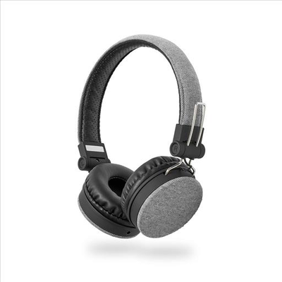 Fabric wired headphones on-ear 1.2 m audio cable grey / black