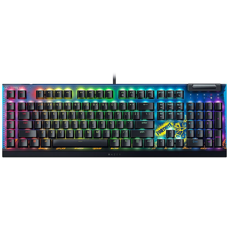 Razer blackwidow v4 x fortnite + skin rgb gaming mechanical keyboard yellow linear switch-null