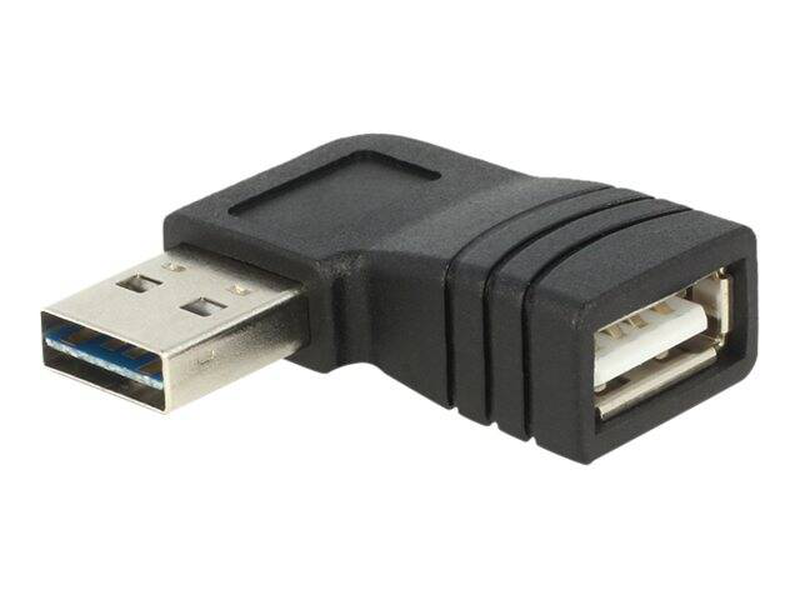 Delock adapter easy-USB 2.0-a male > USB 2.0-a female angled left / right - USB Gender changer - USB (f) to USB (m) - 90&deg; connector - black-null