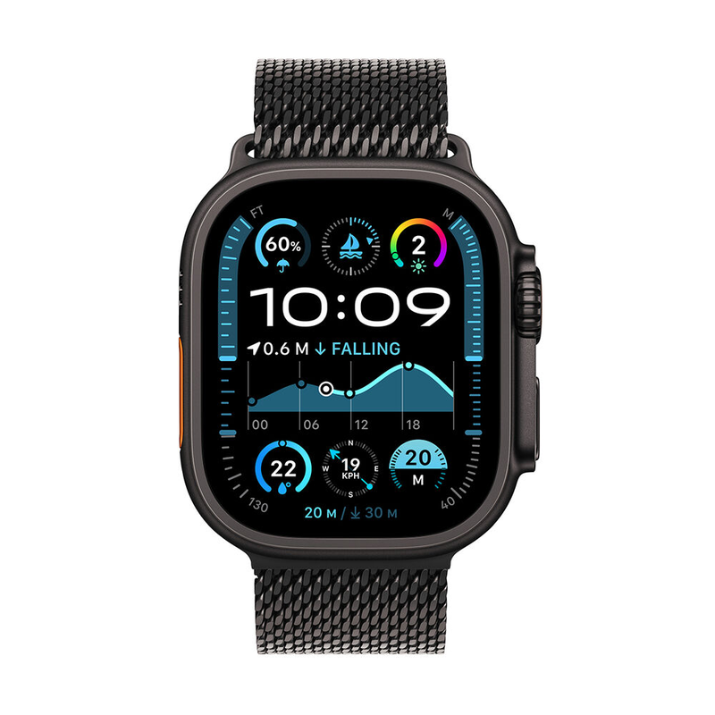 Apple watch ultra 2 GPS + cellular 49mm black titanium case with black milanese loop - l-null
