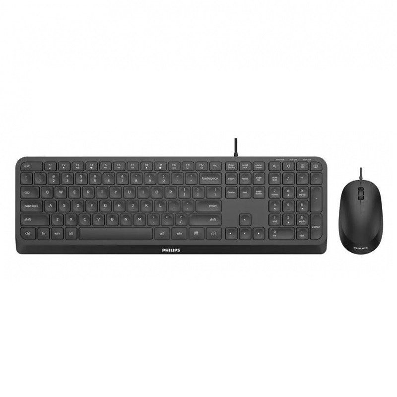 Philips 2000 wired keyboard + mouse combo black english us, , medium image number null