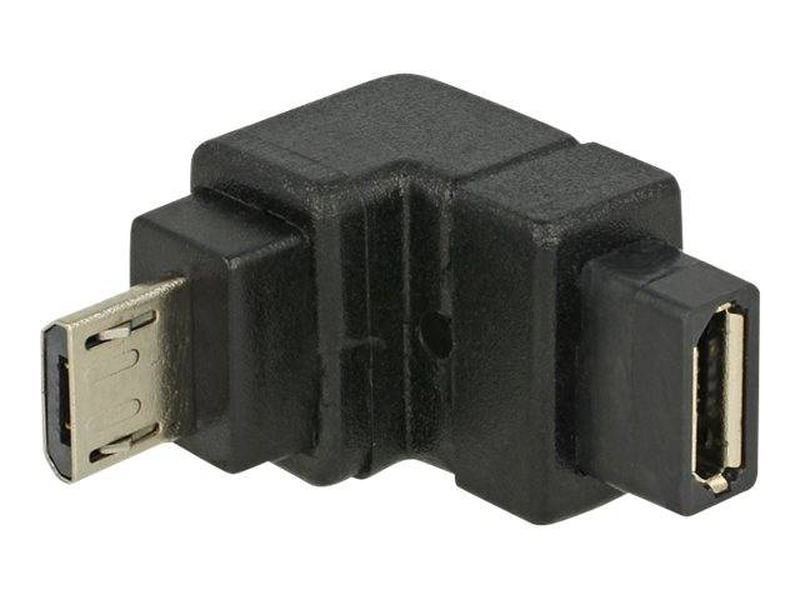 Delock adapter USB 2.0 micro-b male to USB 2.0 micro-b female angled down / black, , medium-null