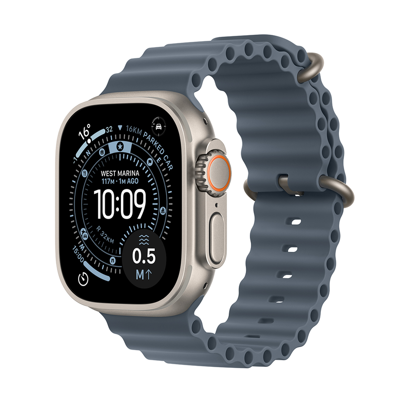 Apple Watch Ultra 3&nbsp;GPS + Cellular&nbsp;49mm&nbsp;Natural Titanium Case with Anchor Blue Ocean Band-null