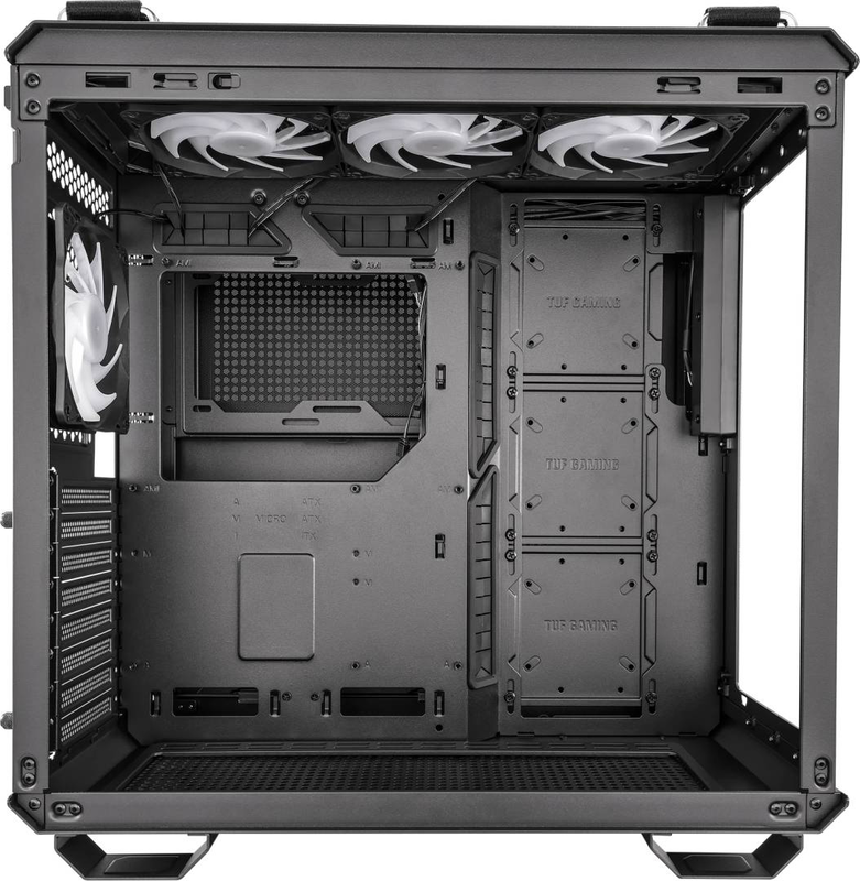 Asus tuf gaming gt502 plus dual-chamber atx mid tower pc case tempered glass 360mm radiator USB-c argb hub black-null