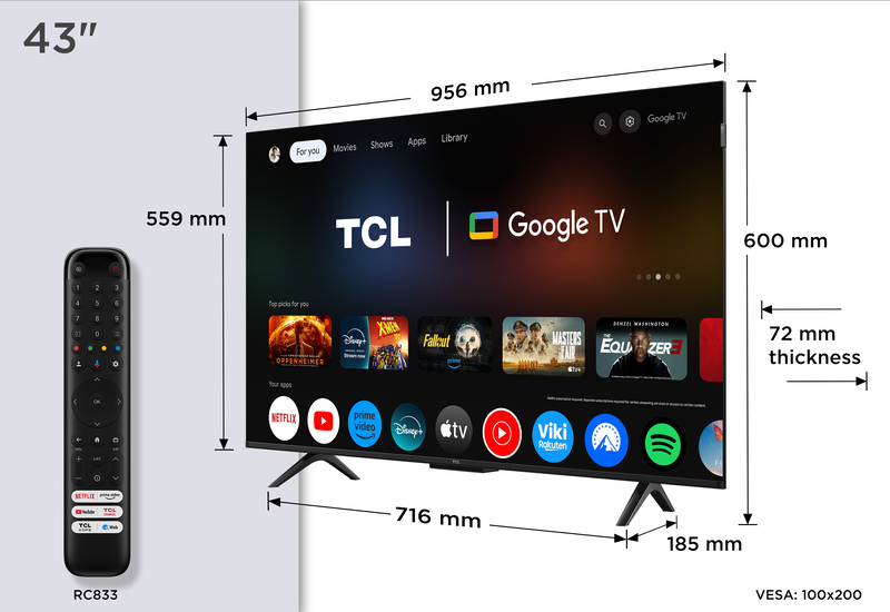 Tcl smart &tau;&eta;&lambda;&epsilon;ό&rho;&alpha;&sigma;&eta; 43" 4k QLED 43p7k (2025)-null