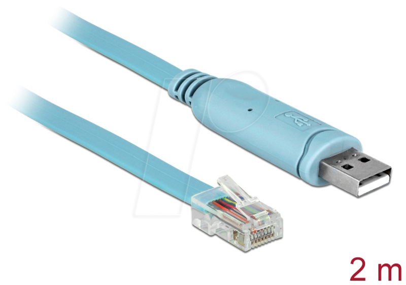 Delock - serial cable - USB (m) to rj-45 (m) - 2 m - eia-232 - blue-null